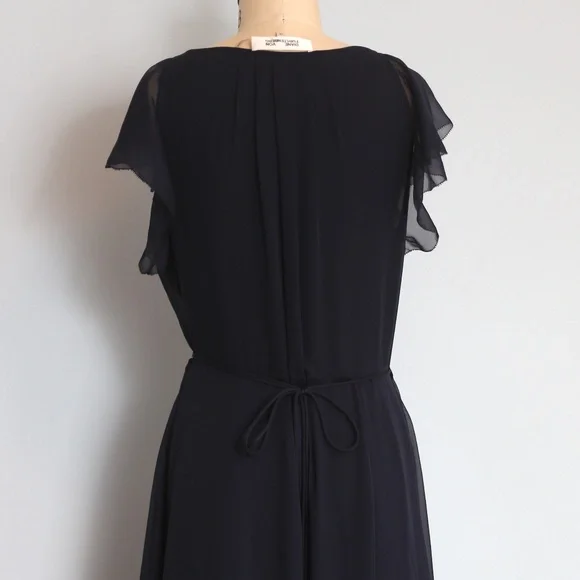 Diane Van Furstenberg Size 14 Navy chiffon wrap gown - Picture 4 of 7